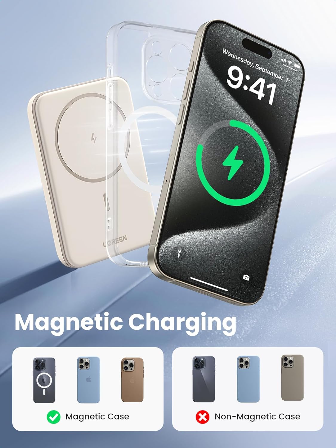  UGREEN Magnetic Power Bank Slim 5000mAh Wireless Portable Charger